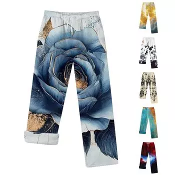 Женские зимние модные прямые плюшевые утолщенные брюки с завязками и карманами L чёрный