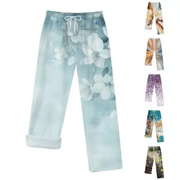 Женские зимние модные прямые плюшевые утолщенные брюки с завязками и карманами L темно-зеленого