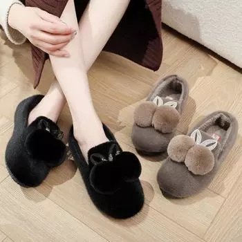 Женские зимние модные туфли-лоферы, удобная обувь для отдыха на открытом воздухе с противоскользящим покрытием, женская теплая обувь из искусственной кожи с меховой подкладкой, туфли на плоской платформе 35 чёрный