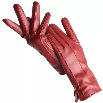 Женские зимние мягкие кожаные перчатки плюс бархатные черные кожаные перчатки One size красный