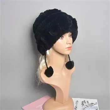 Женские зимние натуральные полосатые цветы из меха рекса с кроликом для женщин