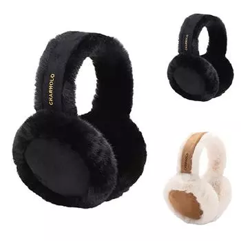 Женские зимние наушники, регулируемые складные наушники, теплые наушники для девочек, зимние мягкие и теплые наушники One Size чёрный