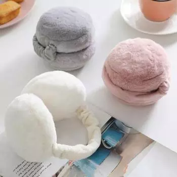 Женские зимние наушники, толстые плюшевые, защита ушей, ветрозащитные, регулируемая длина, складные, противоскользящие, для поездок на работу белый