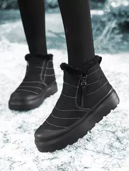 Женские зимние нескользящие теплые ботинки-дутики с высоким голенищем и толстой подошвой, подходящие для активного отдыха 36 чёрный