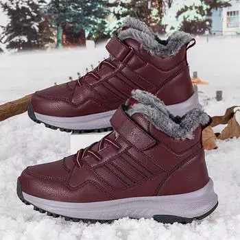 Женские зимние нескользящие высокие прогулочные ботинки для людей среднего и пожилого возраста: Теплые хлопковые зимние ботинки с бархатной подкладкой. 40 красный