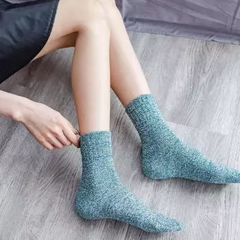 Женские зимние носки, однотонные, мягкие, дышащие, утолщенные, теплые, женские носки, модные, простые, универсальные, темно-зеленые, женские, осенние носки для женщин #1