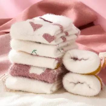 Женские зимние носки средней длины Plus Velvet, толстые теплые носки из кораллового флиса, симпатичные носки, однотонные зимние теплые женские носки one size