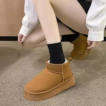 Женские зимние новые элегантные неглубокие слипоны модные дизайнерские спортивные туфли на толстой подошве женские сапоги для отдыха на природе свадебные вечеринки 35