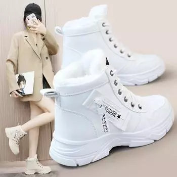 Женские зимние новые модные теплые и удобные зимние ботинки с боковой молнией и флисовой подкладкой, водонепроницаемая обувь, женские ботильоны на толстой подошве 35 коричневый