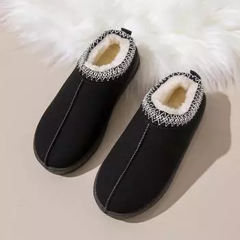 Женские зимние новые зимние сапоги женские кашемировые теплые толстые подошвы без каблука покрытые волосами хлопковые туфли кашемировые теплые сапоги 36 чёрный
