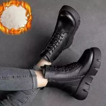 Женские зимние однотонные простые толстые зимние ботинки средней высоты с подкладкой, теплые нескользящие водонепроницаемые зимние ботинки 40