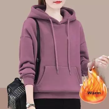 Женские зимние осенние толстовки с капюшоном из бархата, свободные теплые толстовки, пуловеры, толстые топы больших размеров, корейские женские с длинными рукавами и капюшоном XXXXL чёрный