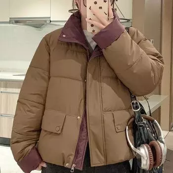 Женские зимние пальто, модные толстые теплые куртки с длинным рукавом для женщин, короткие парки M чёрный