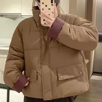 Женские зимние пальто, модные толстые теплые куртки с длинным рукавом для женщин, короткие парки M коричневый