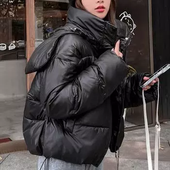 Женские зимние пальто с капюшоном больших размеров, модные толстые теплые короткие парки больших размеров, женские зимние куртки M чёрный