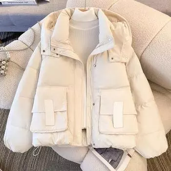 Женские зимние пальто с капюшоном, модные, большие, верхняя одежда, свободные, короткие, парки, женские, толстые, теплые, больших размеров куртки M чёрный