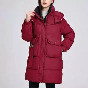 Женские зимние пальто с капюшоном, модные свободные толстые теплые длинные парки, женские куртки S чёрный