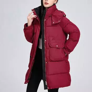 Женские зимние пальто с капюшоном, модные свободные толстые теплые длинные парки, женские куртки S красный
