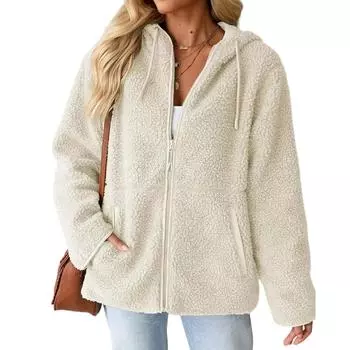 Женские зимние пальто, теплые плюшевые куртки, открытый спереди, длинный рукав, кардиган, модная клетчатая пушистая верхняя одежда L кофейный