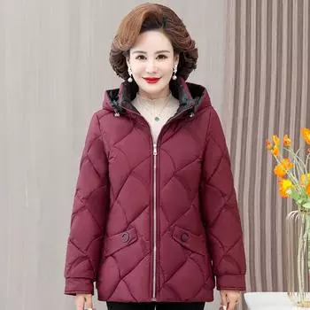 Женские зимние парки среднего возраста с капюшоном, новинка 2023 года, плотное теплое зимнее пальто для женщин, высококачественные хлопковые куртки на молнии 2XL чёрный