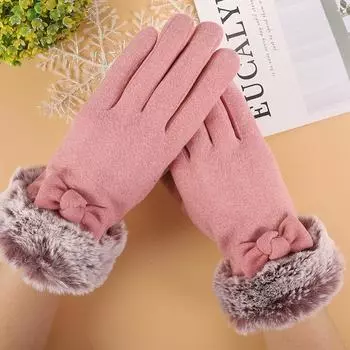 Женские зимние перчатки для езды на велосипеде, теплые ветрозащитные перчатки с сенсорным экраном розовый