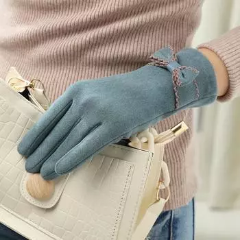 Женские зимние перчатки с бантом, ветрозащитные теплые велосипедные перчатки с флисовой подкладкой One size хаки