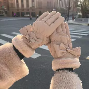 Женские зимние перчатки с теплой подкладкой для холодной погоды, нескользящие перчатки с закрытыми пальцами, ветрозащитные, утолщенные, теплые перчатки для снега