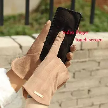 Женские зимние перчатки, теплые, мягкие, замшевые, кожаные перчатки, для велоспорта, спорта на открытом воздухе, вождения, варежки с сенсорным экраном розовый