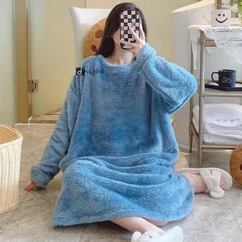 Женские зимние пижамы, теплая фланель, большой размер, утепленная пижама, теплая пижама, пижамы, пижамы, повседневные костюмы, домашняя одежда M синий