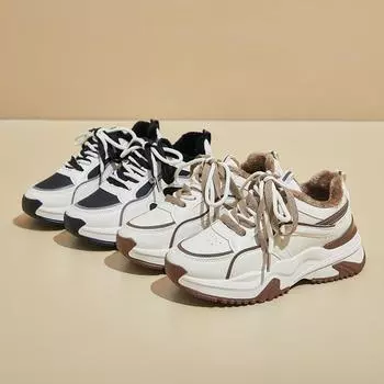 Женские зимние повседневные ботинки на толстой платформе для снега с нескользящей флисовой подкладкой и мехом, короткие ботинки, теплые кроссовки для ходьбы на шнуровке, кроссовки для бега и тенниса для женщин 35 хаки