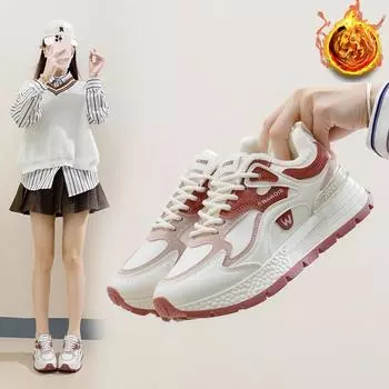 Женские зимние повседневные кроссовки для бега на толстой платформе с подкладкой из искусственного меха, нескользящие кроссовки для ходьбы на шнуровке, теплые теннисные кроссовки с флисовой подкладкой для женщин 35 серый