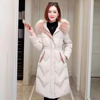 Женские зимние пуховики длинные повседневные парки пальто пуховик женская тонкая куртка с капюшоном хлопок теплые куртки ветрозащитный XXXL чёрный