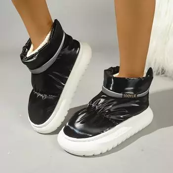 Женские зимние пуховые тканевые утепленные шерстяные теплые противохолодные походные подушки походные водонепроницаемые нескользящие спортивные снежные ботинки хлопковая обувь 36-37 чёрный