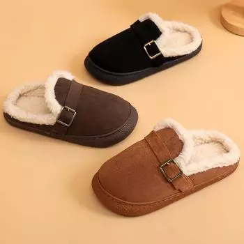 Женские зимние ретро-тапочки с бархатной подкладкой и нескользящей подошвой 2024 года model 810, size 40-41 каштановый