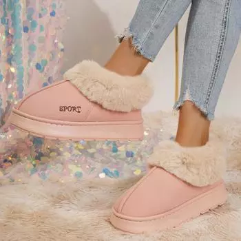 Женские зимние сапоги 2024 года, новые зимние модные теплые утолщенные пушистые сапоги на платформе, женские повседневные мягкие удобные туфли без застежек для женщин 36-37 хаки