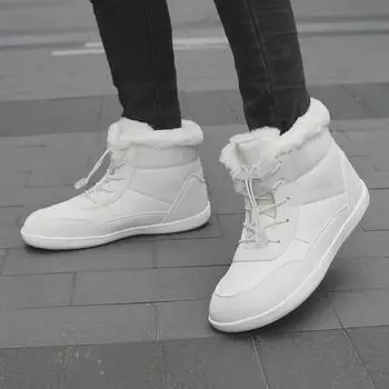 Женские зимние сапоги 2024 года с широким носком и высоким берцем на бархатной подкладке — модные, утолщенные и теплые для активного отдыха 42 грязно-белый