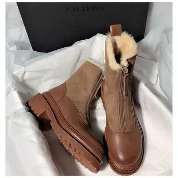 Женские зимние сапоги, бархатная женская обувь, теплые ботинки, толстая хлопчатобумажная обувь, меховые черные, коричневые женские ботинки 40 коричневый