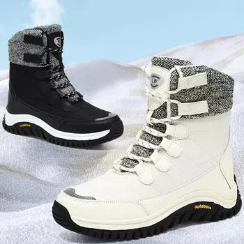 Женские зимние сапоги больших размеров, нескользящие, износостойкие, модные и мягкие, теплые, для улицы, высокие зимние сапоги из хлопка 36 чёрный