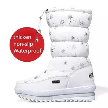 Женские зимние сапоги большого размера, утепленные повседневные ботинки, хлопковая обувь, зимние зимние ботинки, нескользящие и водонепроницаемые 35 белый