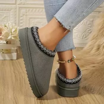 Женские зимние сапоги для зимы, теплые замшевые кожаные сапоги, осенне-зимние туфли на платформе, закрытые носки, полутапочки из хлопка 36 бежевый