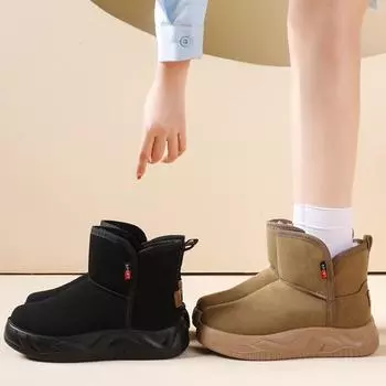 Женские зимние сапоги из искусственной замши, удобные нескользящие ботинки на толстой платформе с подкладкой из искусственного меха, теплые короткие ботинки для ходьбы, женская обувь 35