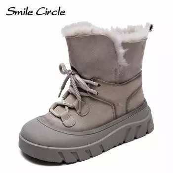 Женские зимние сапоги из натуральной кожи, шерстяные сапоги на шнуровке с толстой подошвой, модные удобные женские сапоги 35 розовый