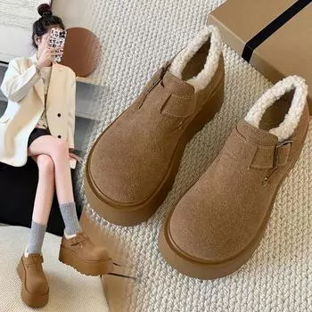 Женские зимние сапоги на меху, туфли на плоской подошве и платформе, ботильоны, зимние новые теплые короткие плюшевые сапоги для ходьбы, удобные женские повседневные сапоги Zapatillas 36