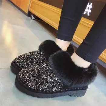 Женские зимние сапоги на нескользящей подошве, блестящие, модные, модные, легкие, женские ботинки до щиколотки, плюс 39 чёрный