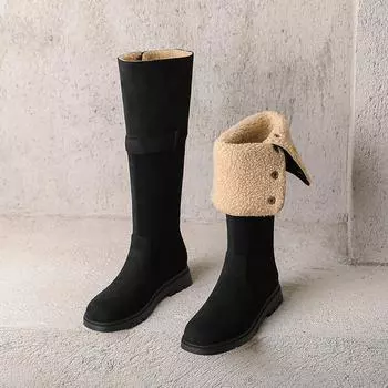 Женские зимние сапоги на плоской подошве, новые зимние мягкие зимние сапоги для родителей и детей, удобные и теплые, размерные сапоги 34 чёрный