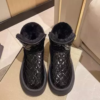 Женские зимние сапоги на толстой подошве с плюшем 36 чёрный