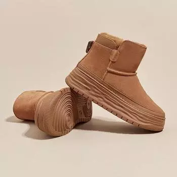 Женские зимние сапоги на толстой подошве с утолщенной подошвой 2024 года, взрыв, теплые, удобные и нескользящие короткие хлопковые сапоги с начесом и утолщенной подошвой 35 малиновый