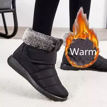 Женские зимние сапоги на толстом плюшевом меху, женские ботильоны, непромокаемая нескользящая прогулочная обувь для мам, короткие сапоги 35 красный