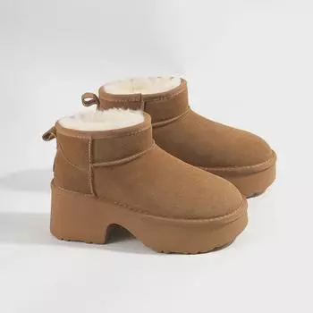 «Женские зимние сапоги на высоком каблуке осень/зима 2024 г. — натуральная кожа, толстые, теплые, дизайн в виде подковы» 38