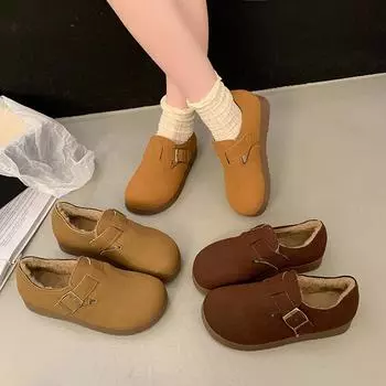 Женские зимние сапоги с подкладкой из искусственного меха, теплые короткие полусапожки из искусственной замши, удобные женские туфли для ходьбы, домашние мокасины для улицы и дома 35 хаки